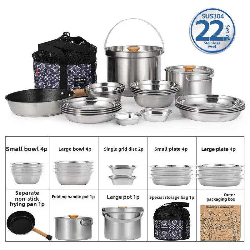 Camping Cooking Organizer - NOBANA plus récent ensemble de casseroles