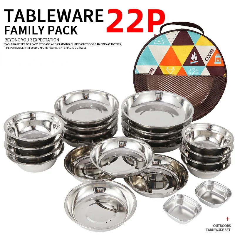 Camping Cooking Dining Set - Ensemble de 22 assiettes de camping